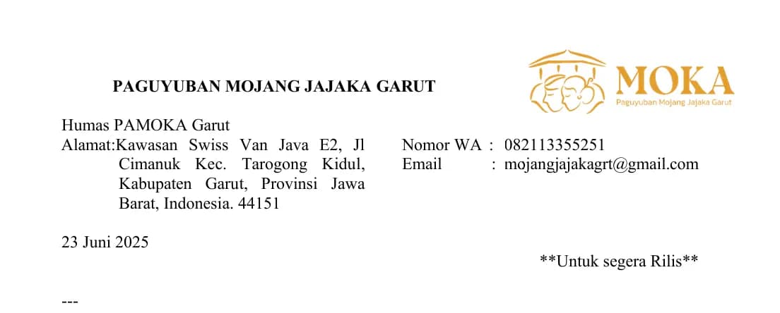 Press Release Semifinalis Pasanggiri Mojang Jajaka Kabupaten Garut 2025